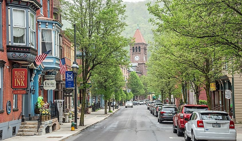 Street view on Broadway in Jim Thorpe, Pennsylvania