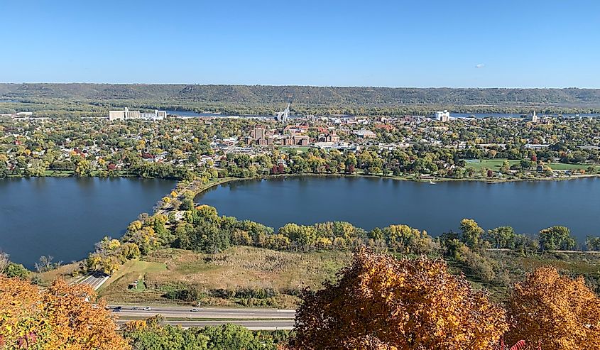 Aerial view of Winona from Garvin Heights Park