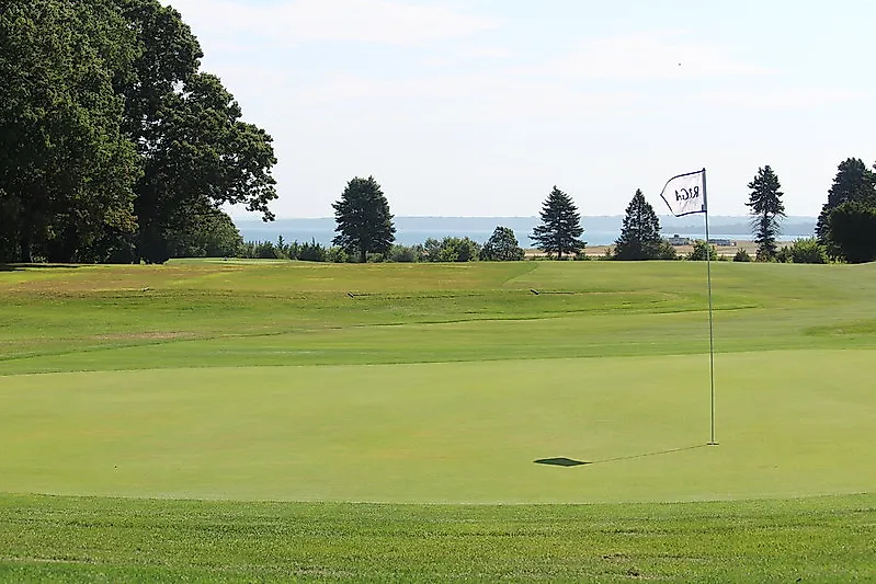 A view of No. 15 (par 4, 416 yards) during Day One of the 90th Rhode Island Golf Association Open Championship at North Kingstown Golf Course
