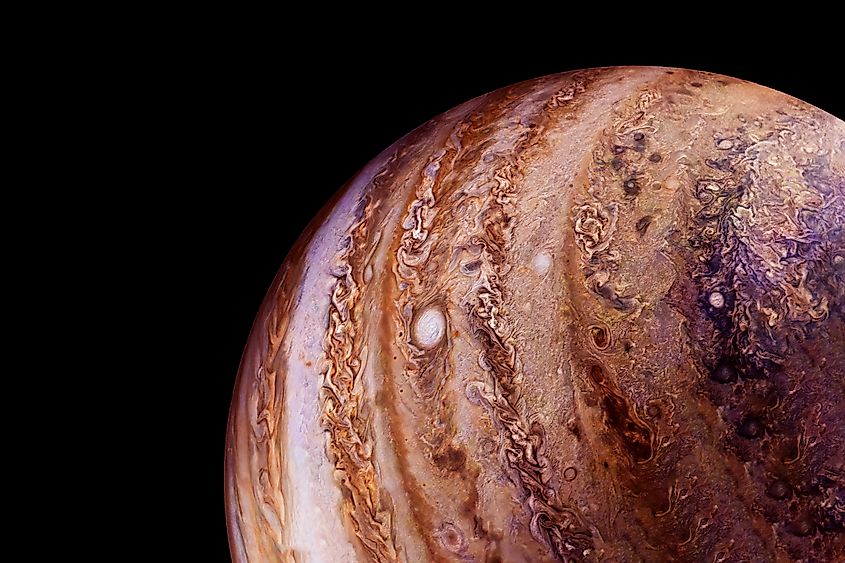Planet Jupiter on a dark background. Elements of this image furnished by NASA.