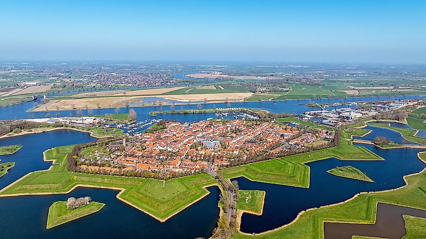 Aerial from the fortified city Heusden in the Netherlands.