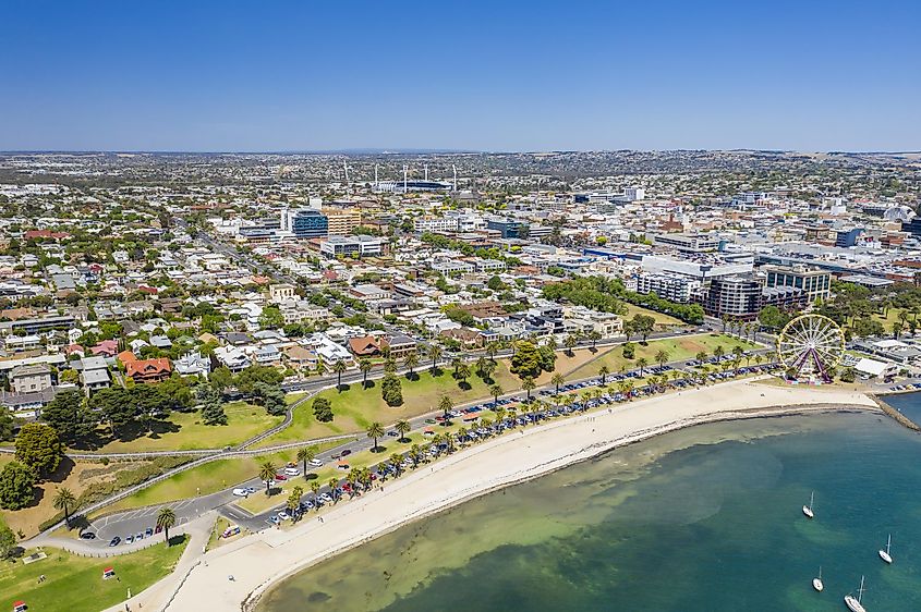 Aerial photo of Geelong in Victoria, Australia