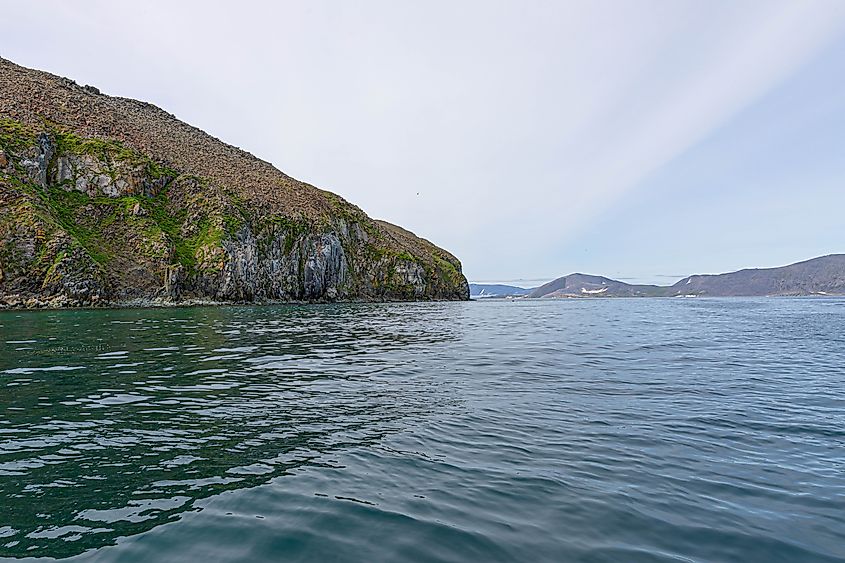 Landscapes of the Senyavin Strait in the Bering Sea off the coast of the Chukchi Peninsula (Chukotka), Russia. Credit: Damira/Shutterstock.com