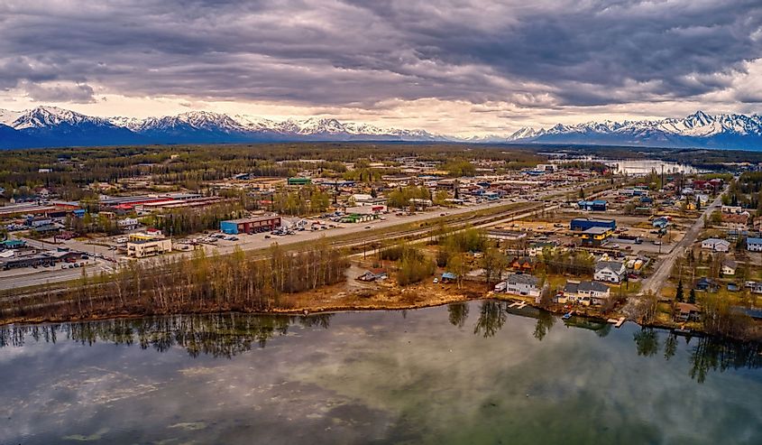 Aerial View of Wasilla, Alaska during Spring