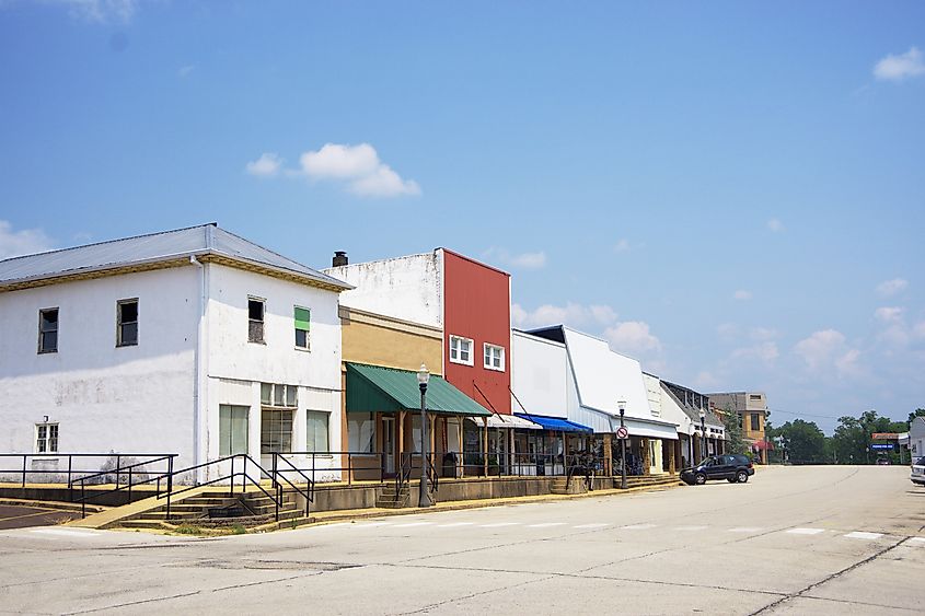 Businesses along Main Street in Cabool, Missouri, United States.