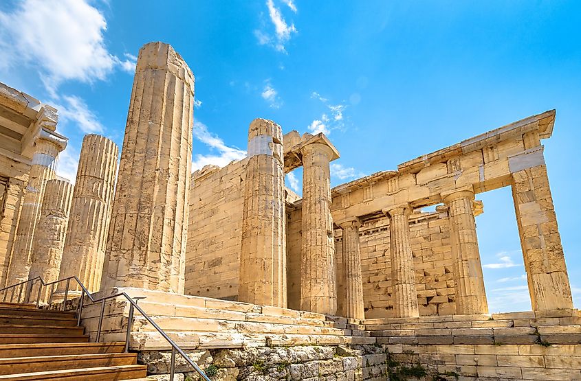 Propylaea on Acropolis of Athens, Greece, Europe.