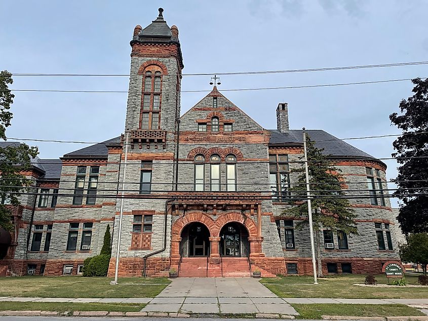 The St. Lawrence County Court House in New York State. Listed on the National Register of Historic Places as part of the St. Lawrence County Government Complex.