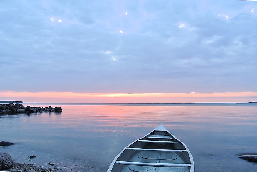 Lake Winnipeg, the largest lake in Manitoba.