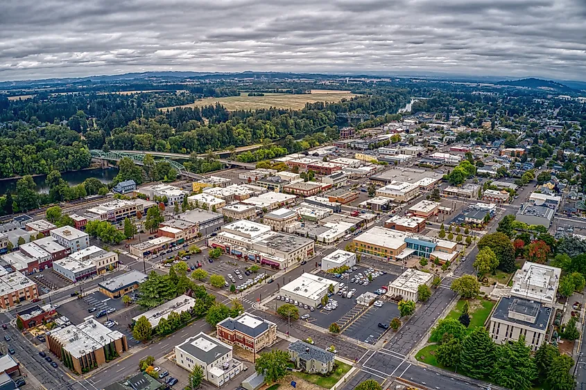 Aerial View of Albany, Oregon, during Summer.