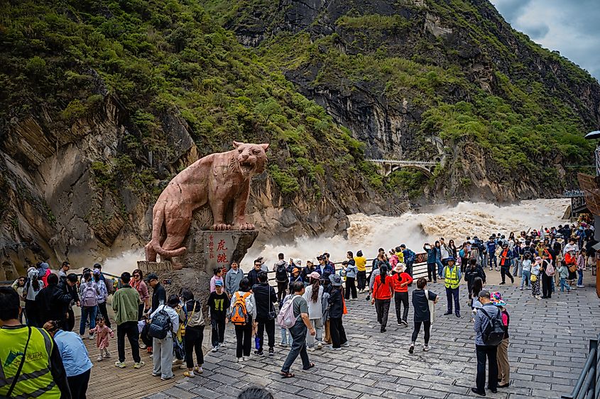 Yunnan, China, Many tourists visit Tiger Leaping Gorge, Lijiang city.