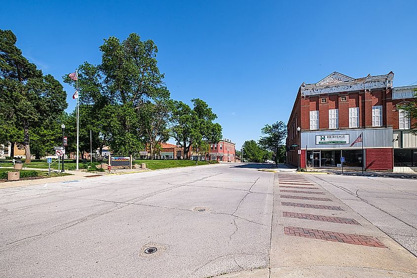 The town center of Audubon, Iowa.