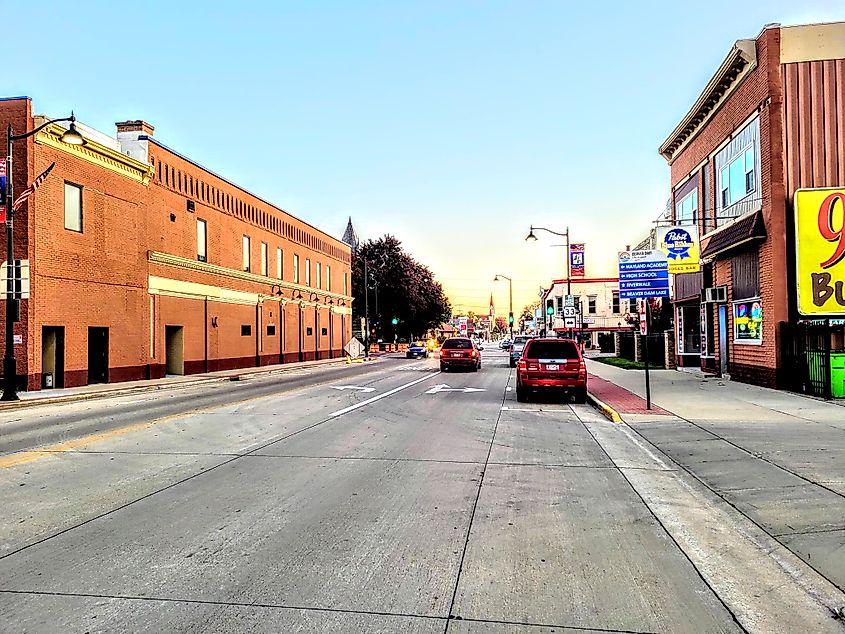Downtown Beaver Dam, Wisconsin looking East down front street