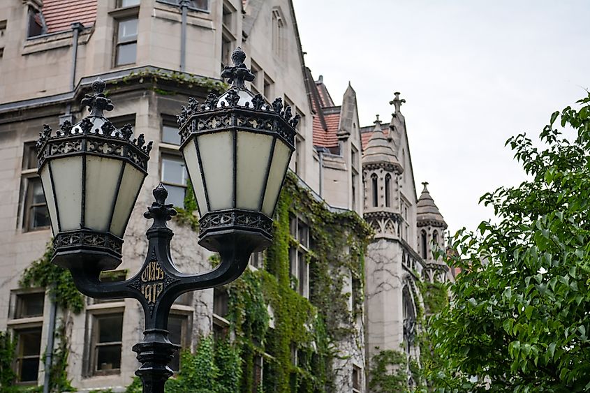 Lampost detail in Hyde Park, Chicago.