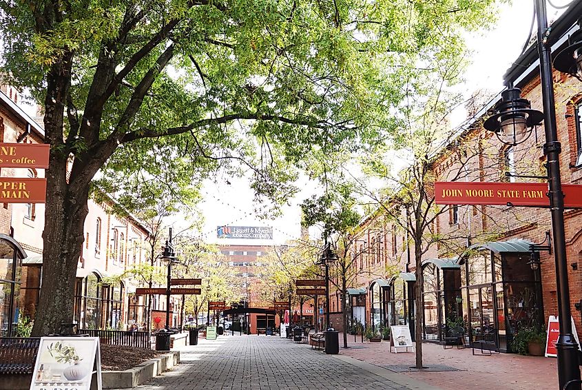 Brightleaf Square shopping center near downtown Durham, via zimmytws / Shutterstock.com