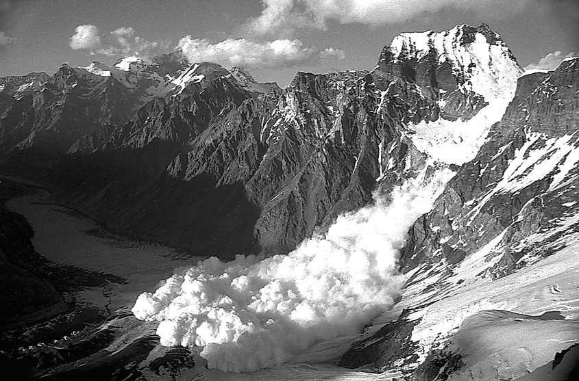 Avalanche in the Pamir Mountain Range
