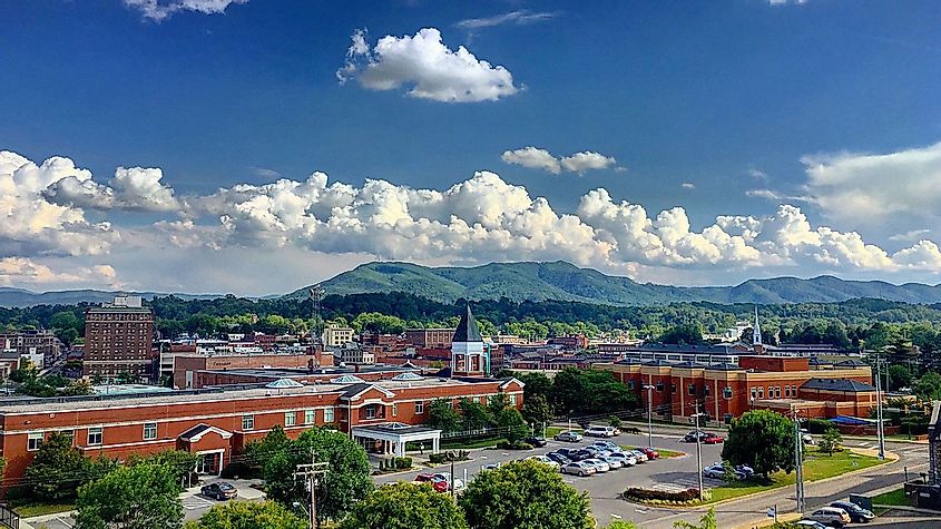 Johnson City Tennessee with Buffalo Mountain in the background