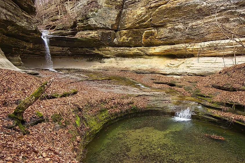LaSalle Canyon waterfalls at the Starved Rock State Park near Oglesby, Illinois.