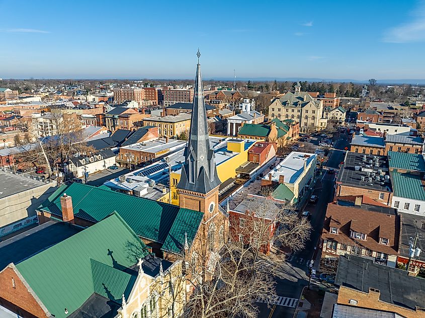 Aerial view of Winchester, Virginia.