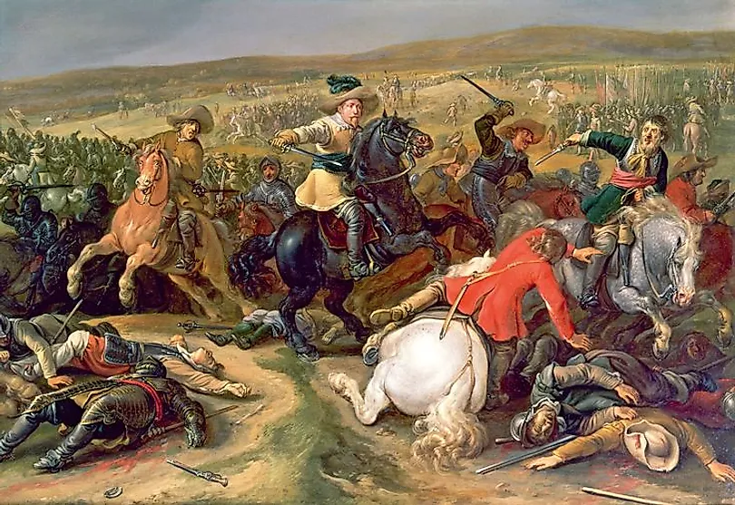 Gustavus Adolphus leading a cavalry charge