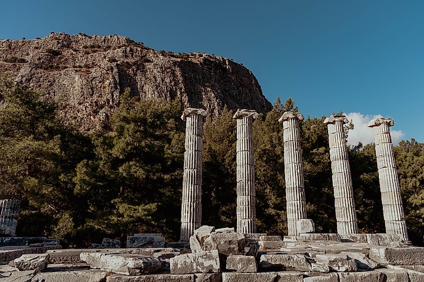 Marble columns in the ancient Greek city of Priene.