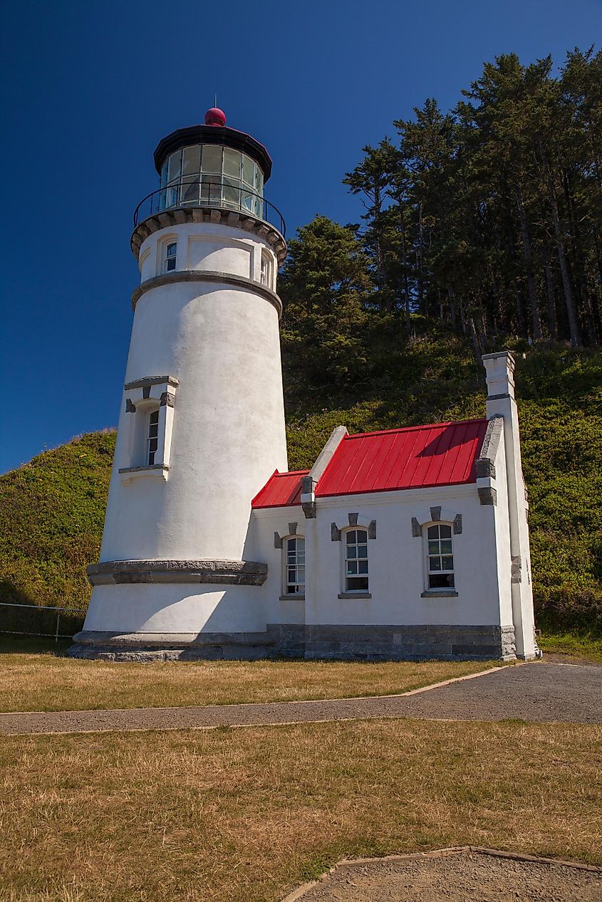 Heceda Head Lighthouse, built in 1894, overlooks the Pacific Ocean and is near Florence, Oregon.