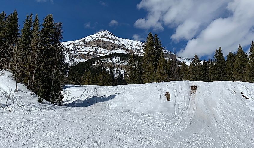 Snowmobile trails in Pinedale, Wyoming