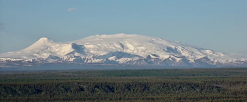 Mount Wrangell, seen from the west in Copper Center.
