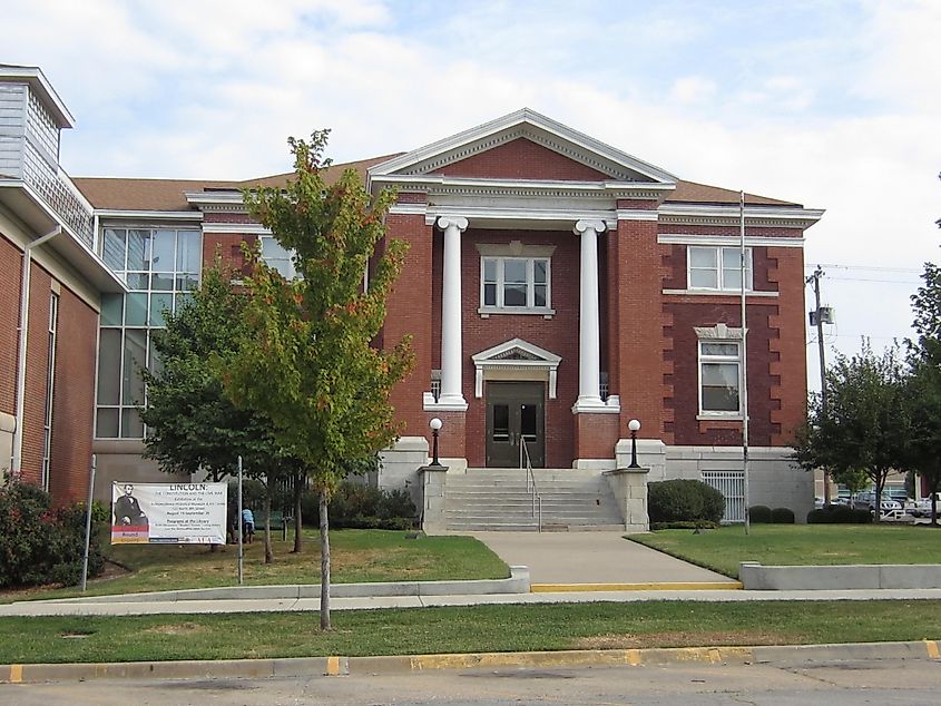 The historic Carnegie Library in Independence, Kansas.