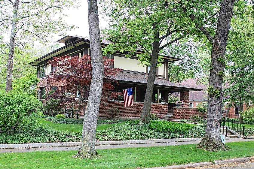 William and Jessie Adams House in the Beverly neighborhood was designed by Frank Lloyd Wright.