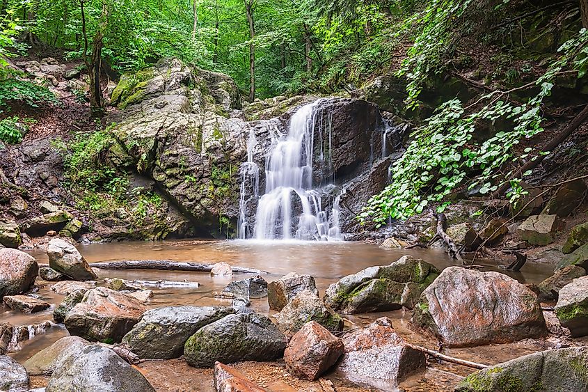 Cascade Falls in Patapsco Valley State Park in Ellicott City, Maryland..