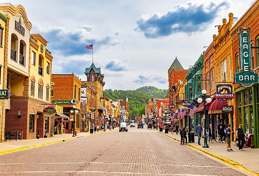 Historic main street in Deadwood, South Dakota.