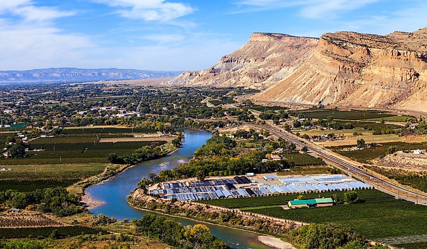 View of Grand Junction, Colorado with the Colorado River