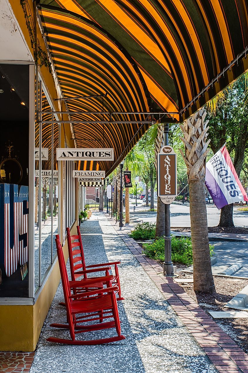 Anituqe stores in historic downtown Walterboro, South Carolina. 