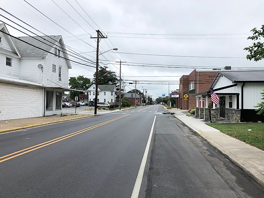 Market Street at Railroad Avenue in Bridgeville, Delaware
