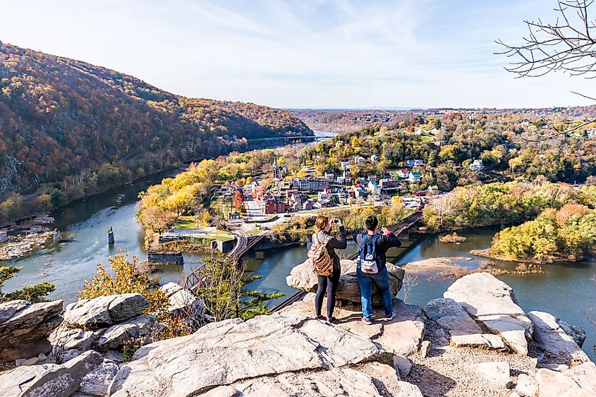 Aerial view of Harper’s Ferry, West Virginia.