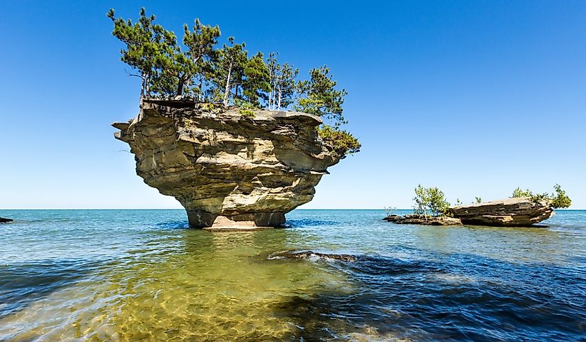 Turnip Rock on Lake Huron in Port Austin, Michigan.