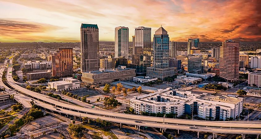 The architecture of the downtown area in Tampa, Florida