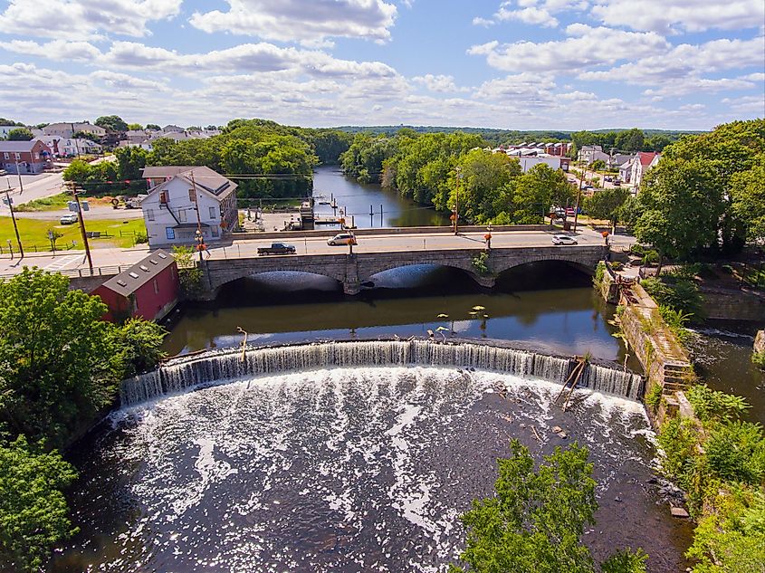 Aerial view of Cumberland, Rhode Island.