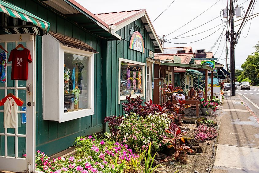 Hanalei downtown, a small town on the north shore of Kauai, in Hawaii. Editorial credit: bluestork / Shutterstock.com