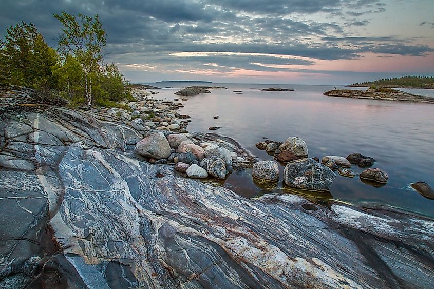 Lake Ladoga in Karelia, the largest lake entirely within Europe