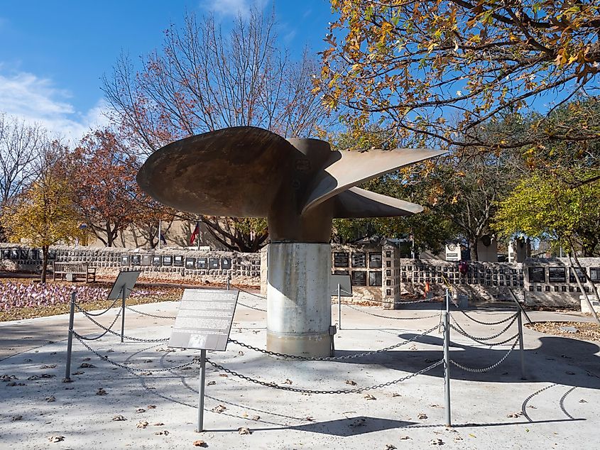 Essex-Class Carrier Propeller on the Memorial Courtyard at the National Museum of the Pacific War in Fredericksburg, Texas