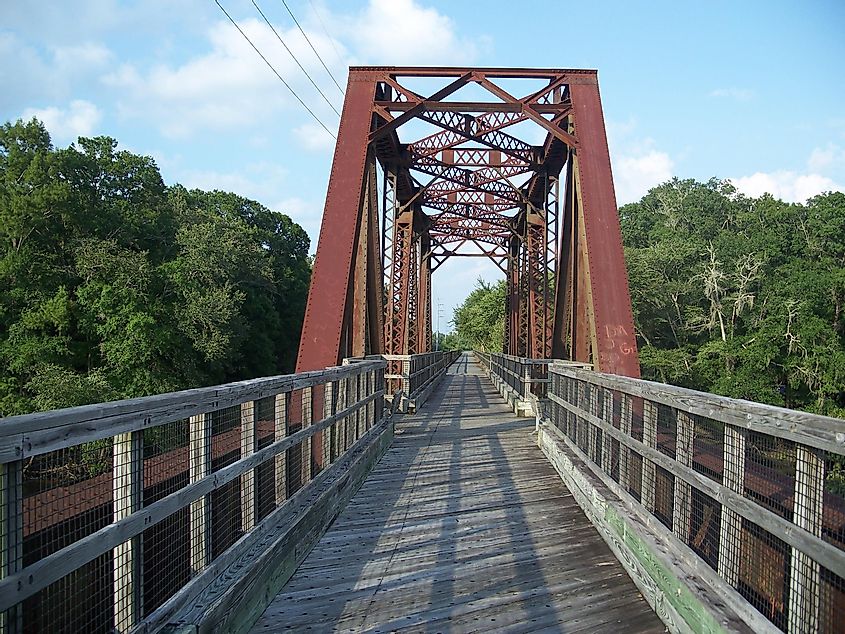 This truss bridge across the Suwannee River is one of the highlights of the trail, via 