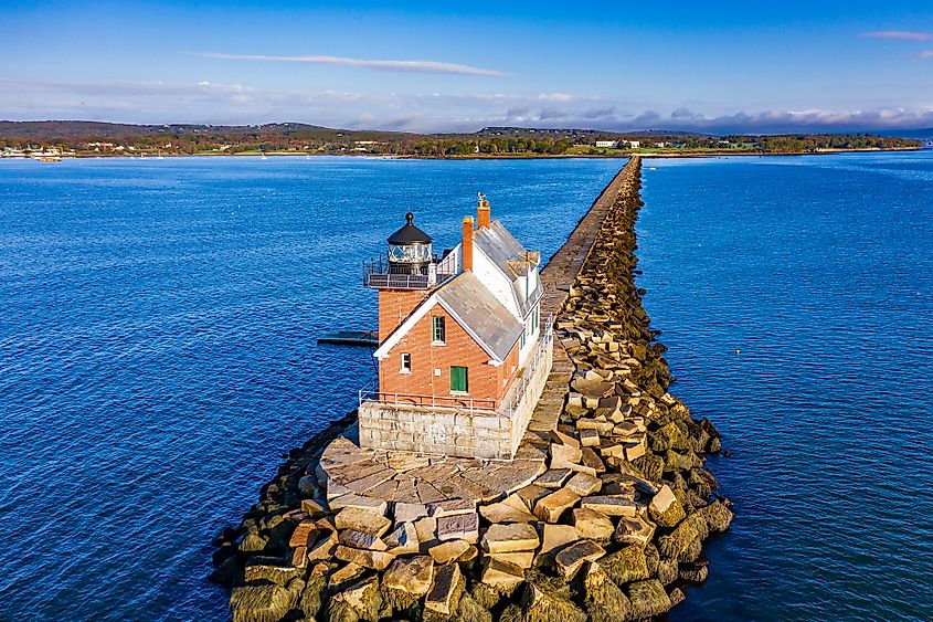 Rockland Breakwater Light in Rockland, Maine.