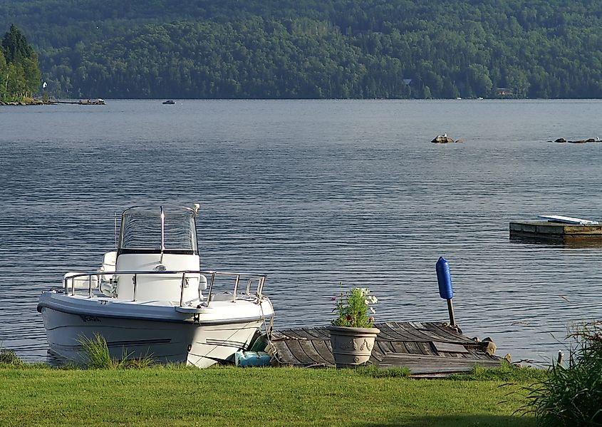 Boat on Rangeley Lake, Maine.