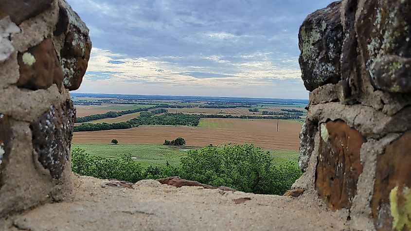 Looking out from Coronado Heights Castle, Kansas.