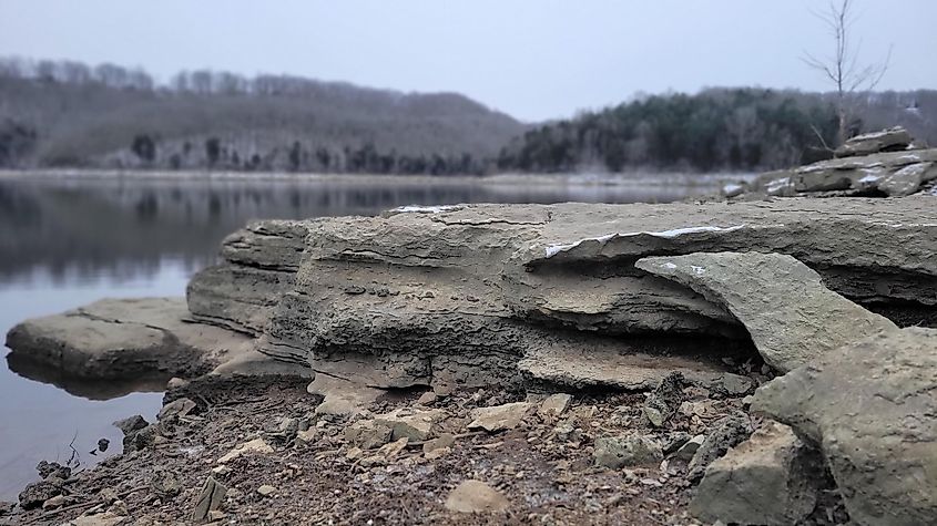 Mountain lake view in Smithville, Tennessee.