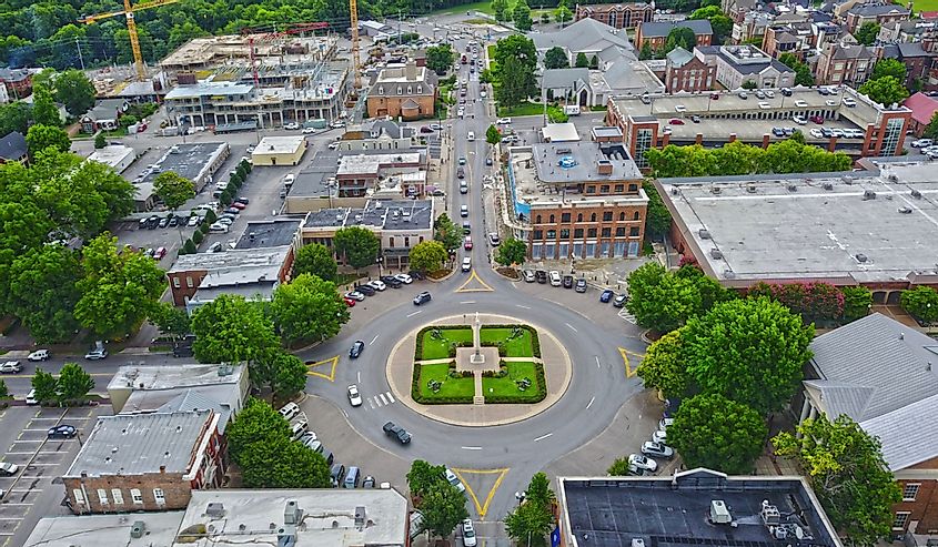 Aerial view of downtown Franklin, Tennessee