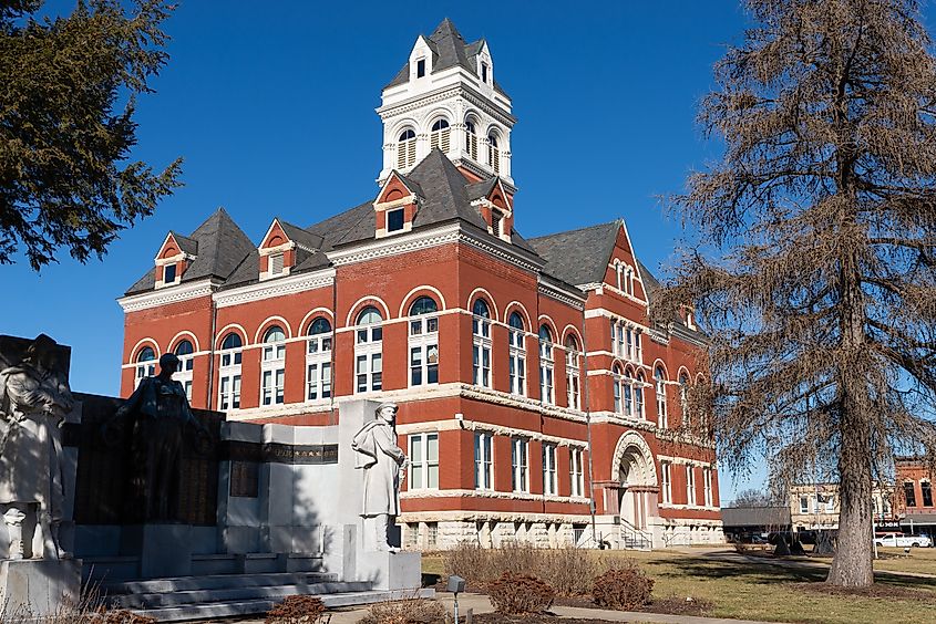 Exterior of The Old Ogle County Courthouse, built in 1891, in downtown Oregon, Illinois.