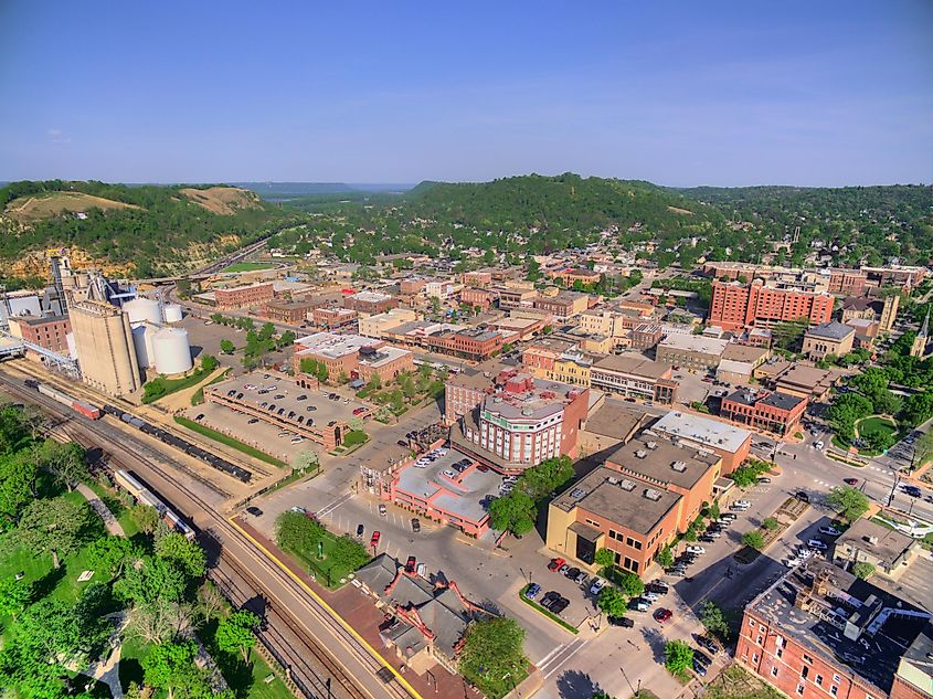 Aerial view of Red Wing, Minnesota.