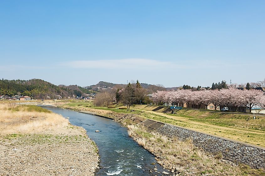 Spring Abukuma River, Fukushima Japan